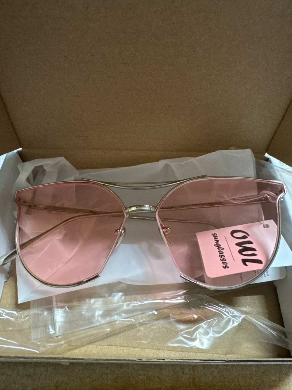 Women's Pink Aviator Sunglasses with Silver Frame